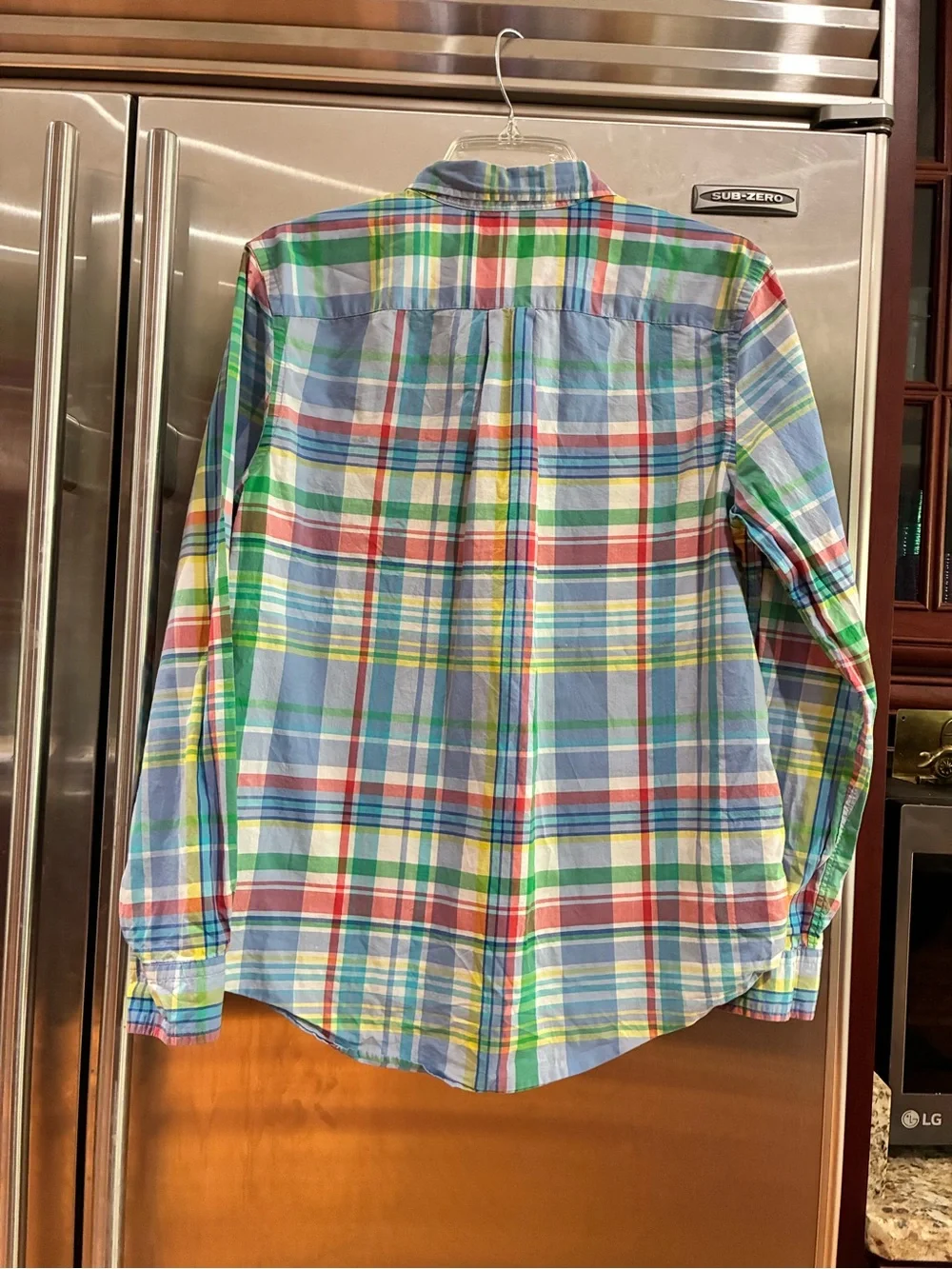 Ralph Lauren Boy’s Long Sleeve Button Down Madras Plaid Short, Size XL